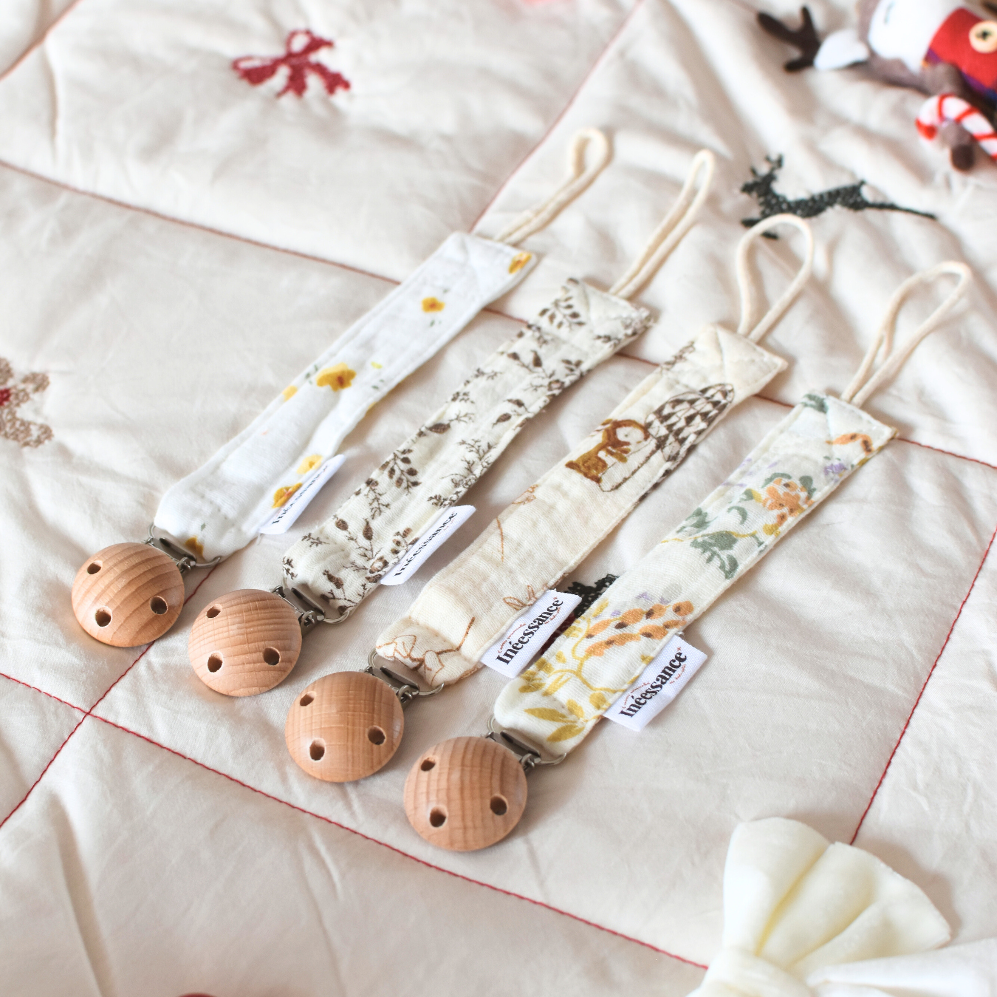 Attache tétine en gaze de coton imprimé