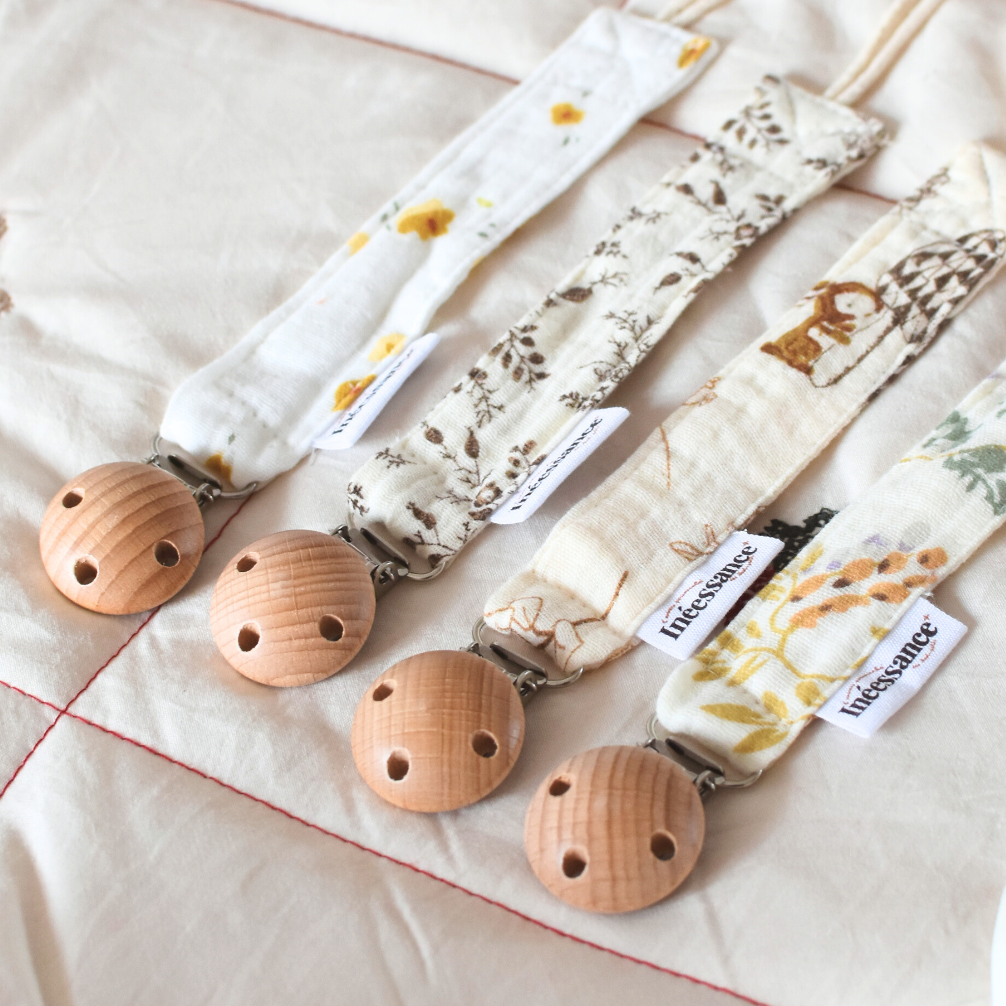 Attache tétine en gaze de coton imprimé