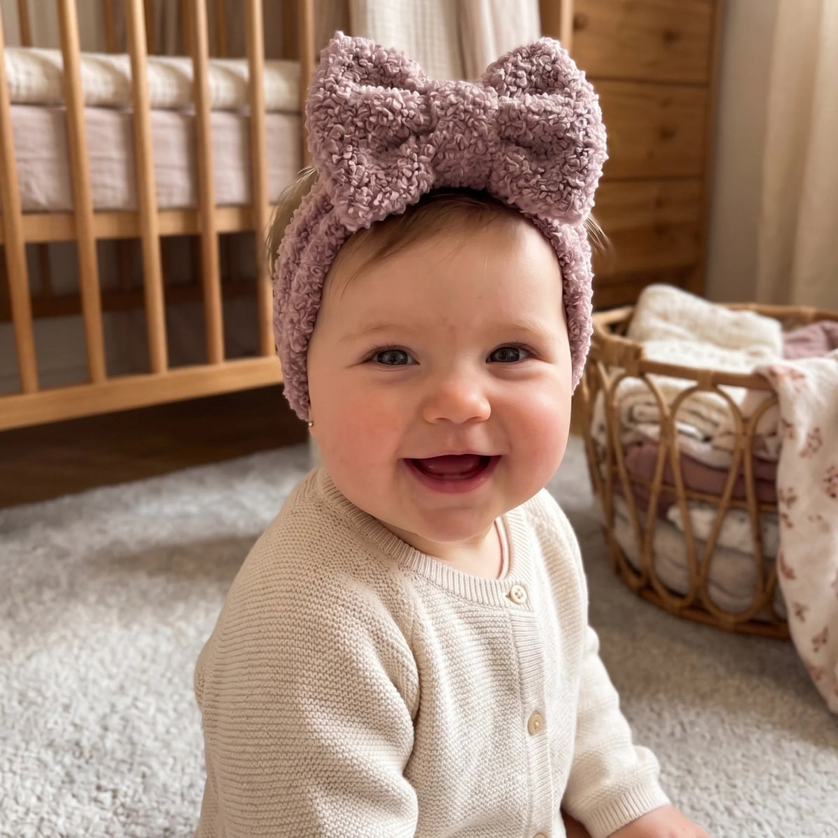 Bandeau cheveux bébé en moumoute bouclée tout doux