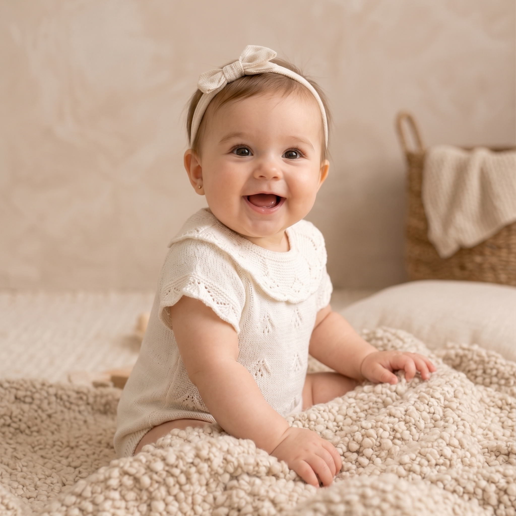 Barboteuse en tricot 100% coton  - Doux Souvenirs