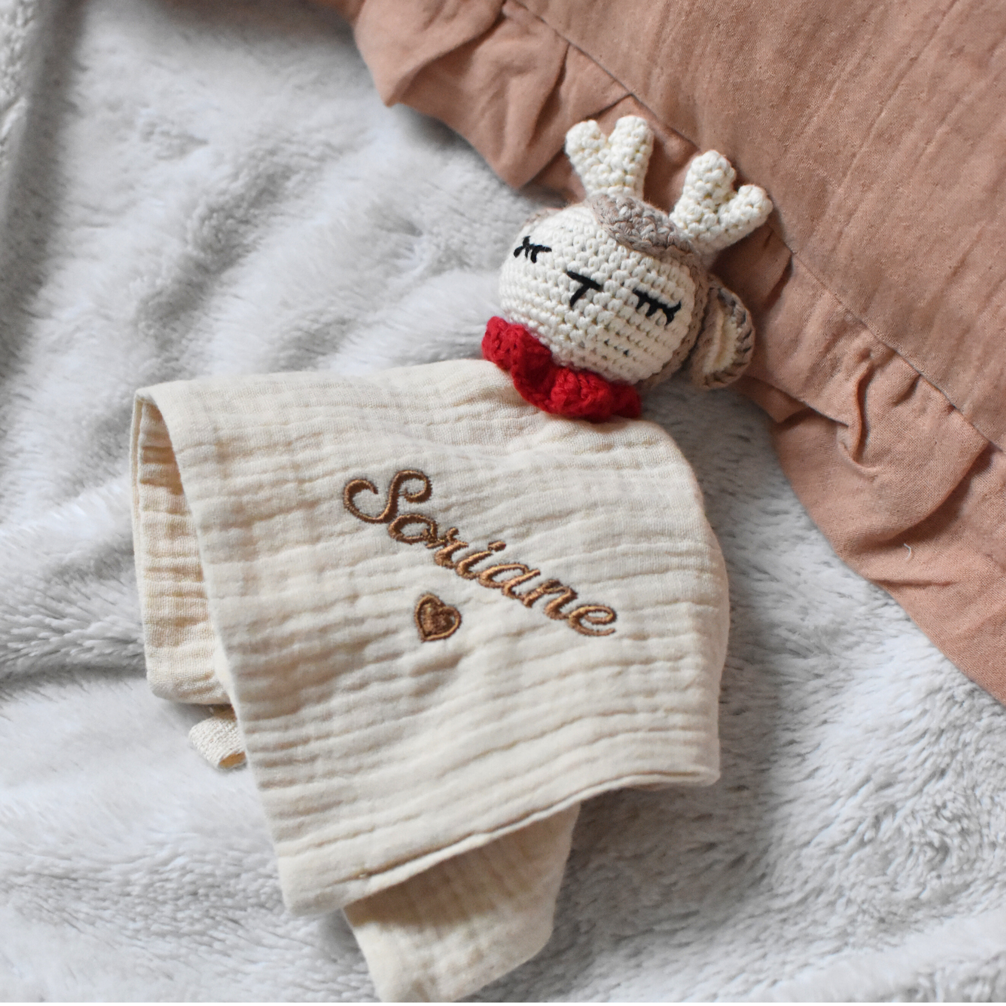 Doudou cerf  - personnalisable 🎄