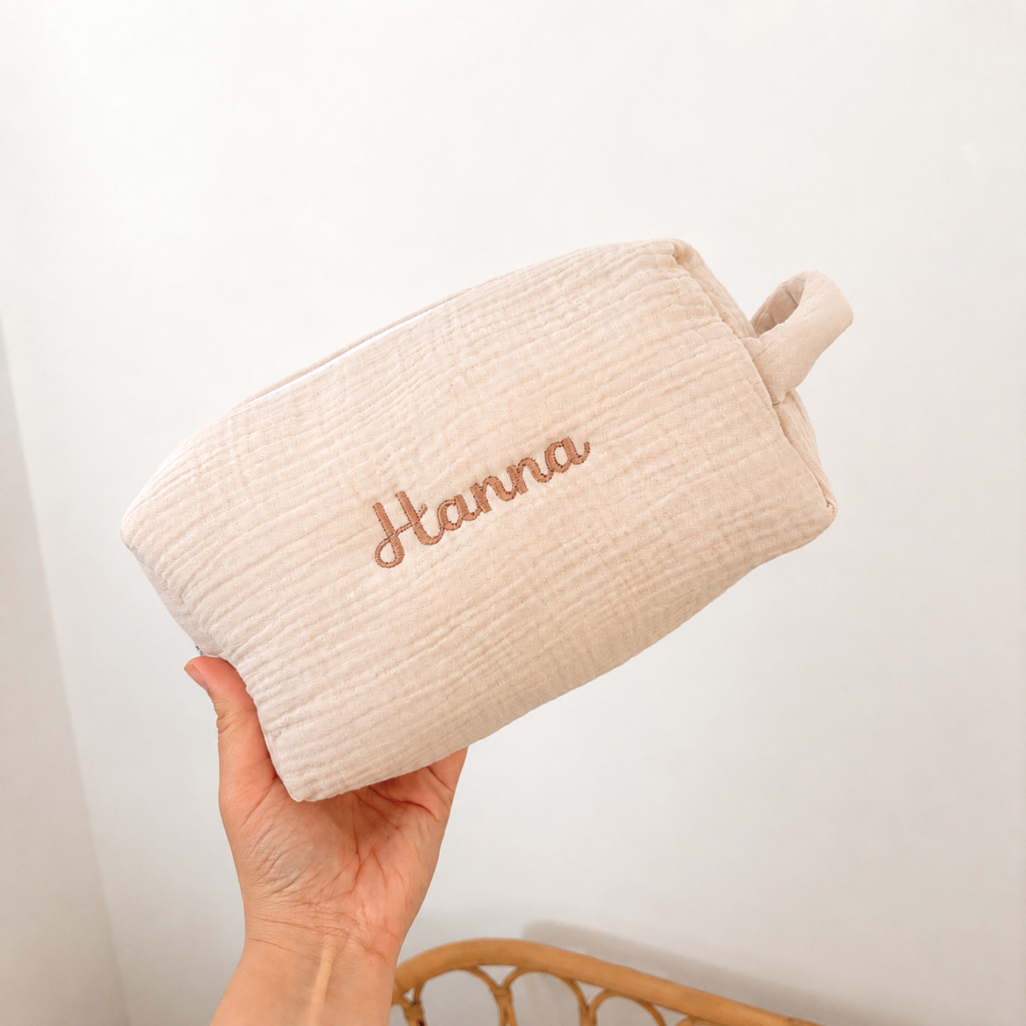 Trousse toilette en gaze de coton