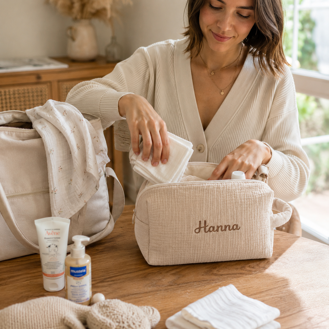 Trousse toilette en gaze de coton