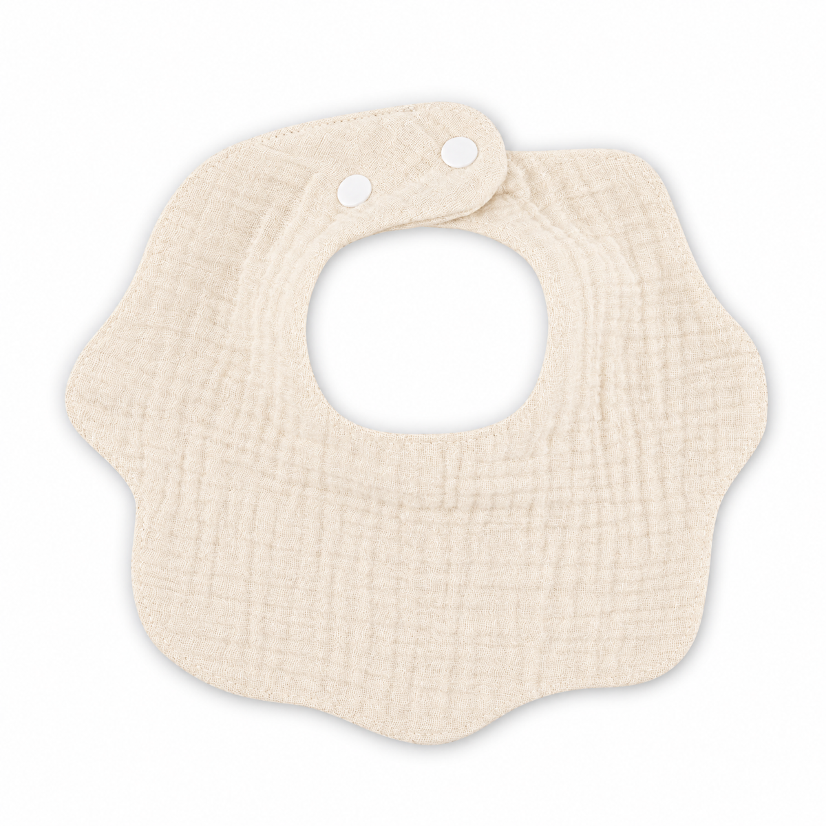 Bavoir Vaguelette crème en double gaze de coton