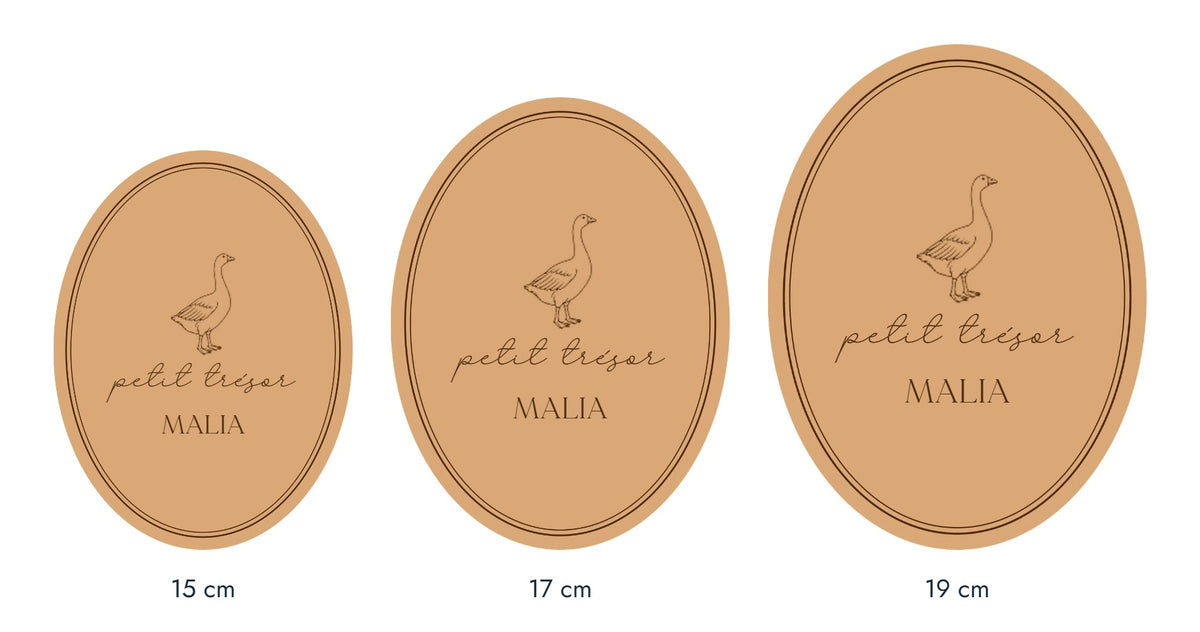 Plaque ovale gravée en 15, 17 et 19 cm