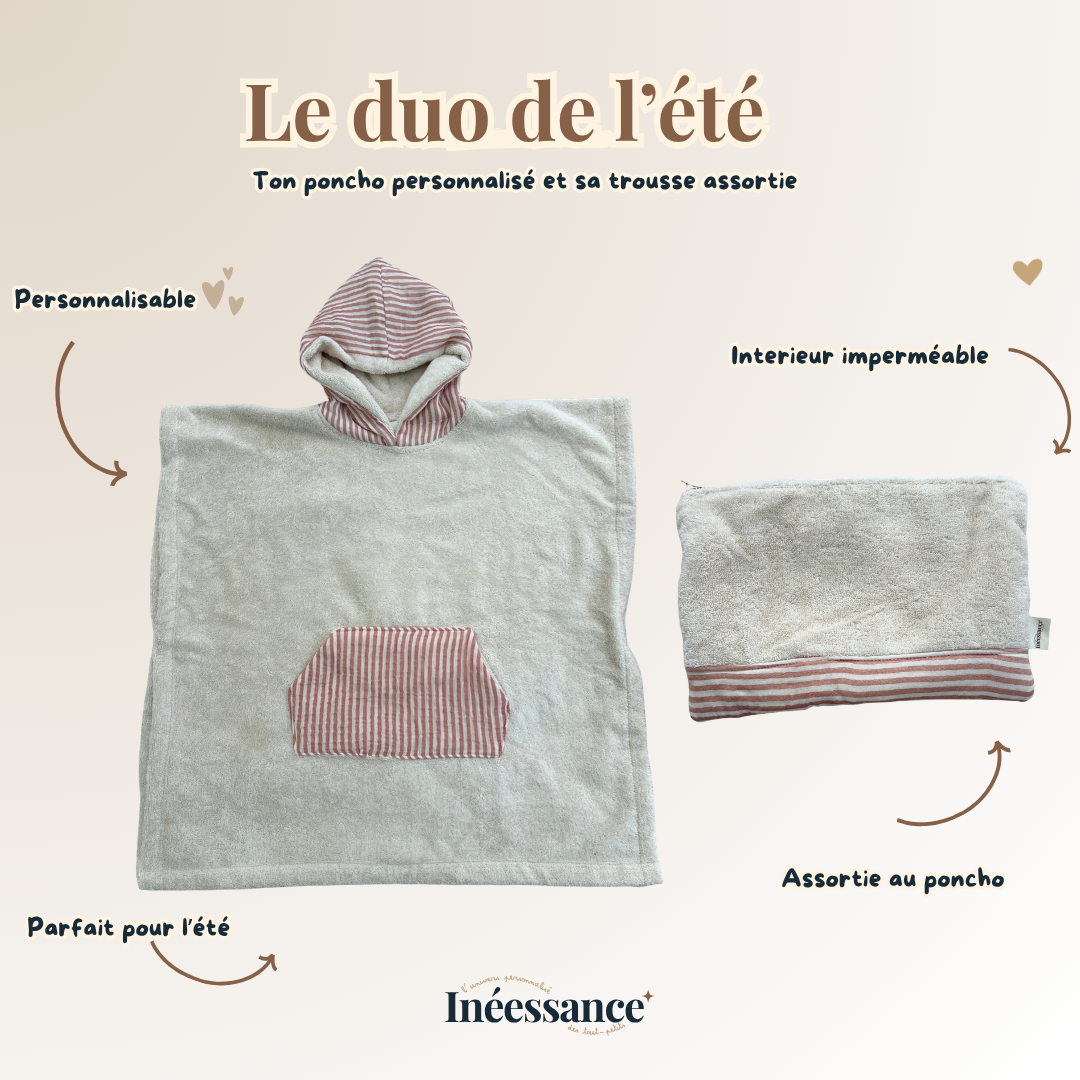 Coffret d'été - Poncho de bain & trousse assortie personnalisés