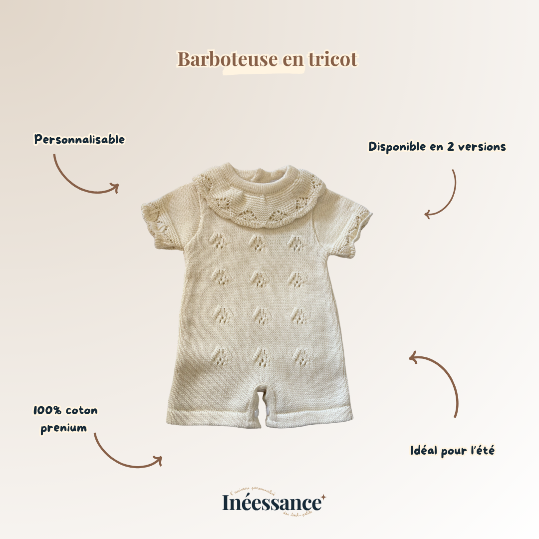 Barboteuse en tricot 100% coton  - Doux Souvenirs